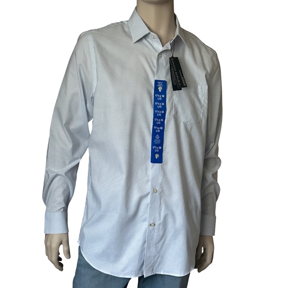 Banana Republic Long Sleeve Dress Shirt Non Iron Slim Fit Windowpane 100% Cotton - Picture 2 of 13